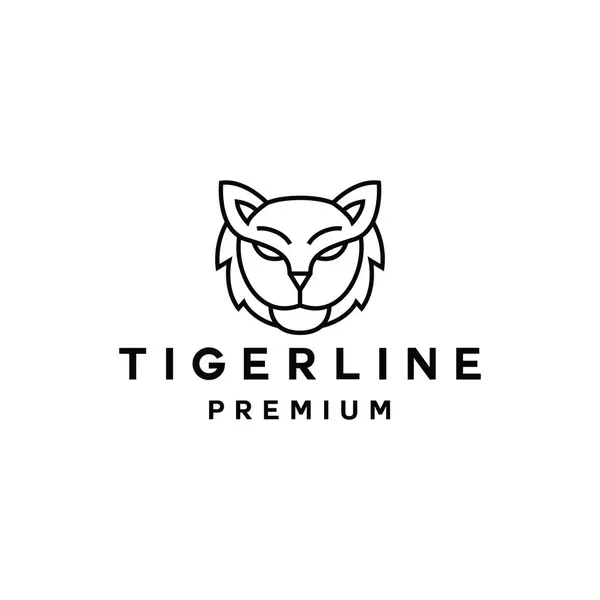 Siluet Premium Monoline Tiger baş logo taşıyıcısı, modern hayvan rozeti amblemi ve simgesi, yaratıcı tasarım şirketi..