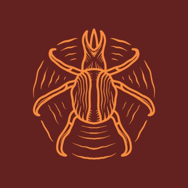 Premium Monoline vintage Arı çizimi, Hayvan rozeti, Tişört Tasarımı için yaratıcı amblem