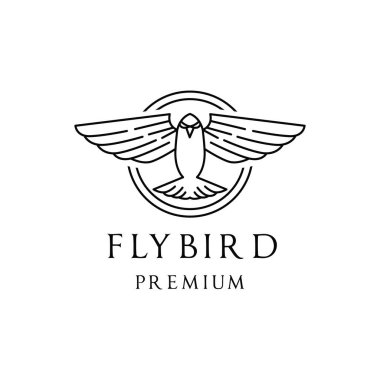 Premium Monoline Fly Bird Logo Vector, minimalizm hayvan sembolü ve simgesi, yaratıcı maskot tasarım şirketi.