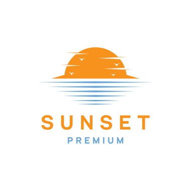 Premium Sunset Logo Vektörü, güneş ışığı sembolü ve simgesi, yaratıcı amblem tasarım şirketi