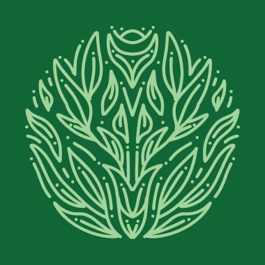 Doğa Bitkisi İllüstrasyon Monoline Vector Logosu, organik vintage rozet, İş İçin Yaratıcı Amblem Tasarımı