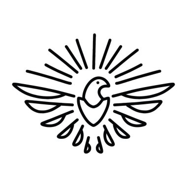 Monoline Fly Kuş Logosu Tasarım Vektör Çizimi Benzersiz hayvan sembolü