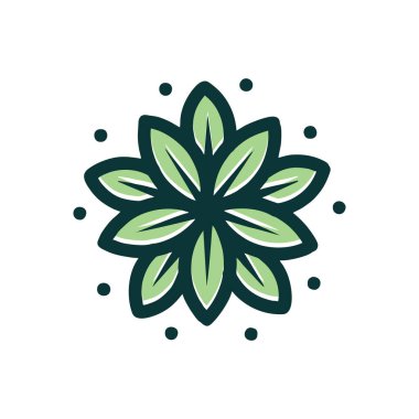 Doğal Yaprak Logosu Tasarım Vektör Flora İllüstrasyon Monoline Botanik Rozet Simgesi Simgesi