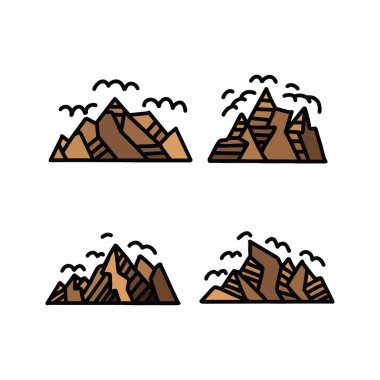 Premium Monoline Dağ Vintage Logo Tasarımı Amblem Vektör İllüstrasyon Macera sembolü simgesi simgesi simgesi