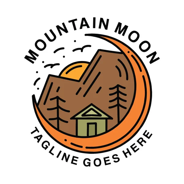 Premium Monoline Camping Logo Design Vintage Emblem Vector Illustration Recreation — Stock Vector