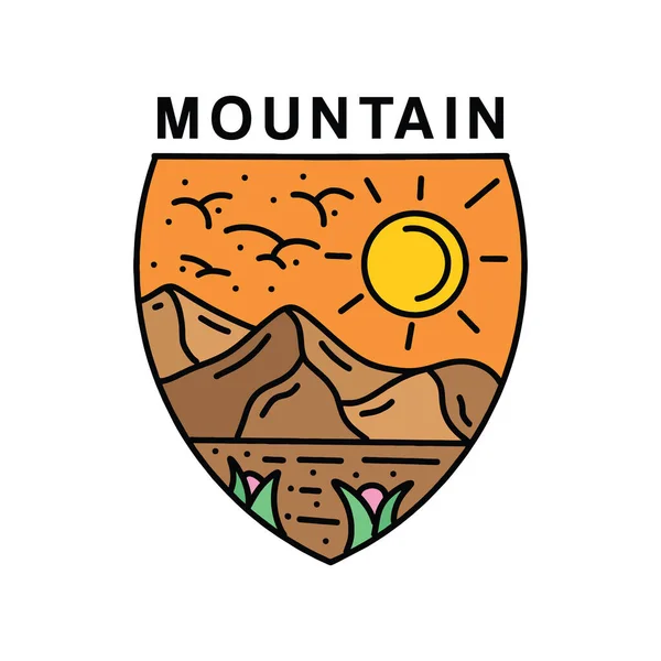 Mountain Logo Design Vintage Shield Emblem Vector Illustration Badge Symbol — Stock Vector