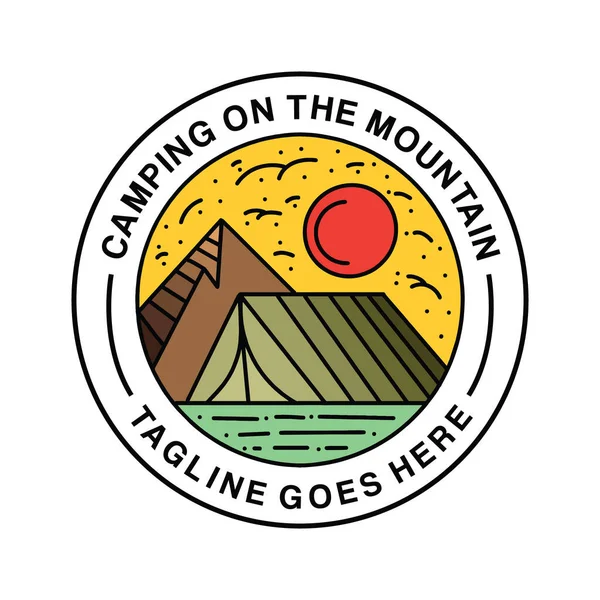 Premium Monoline Camping Logo Design Vintage Emblem Vector Illustration Recreation — Stock Vector