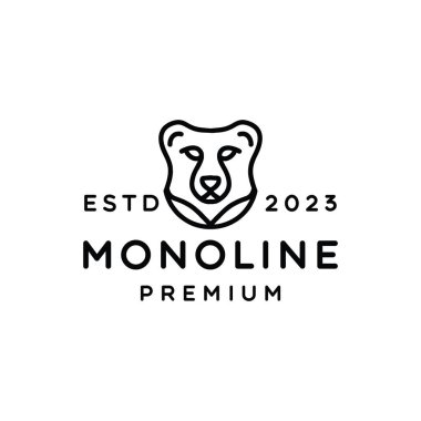 Bear Monoline Logo Amblem Vektör Tasarım Rozet Çizimi Simgesi Simgesi Simgesi Simgesi Simgesi Simgesi