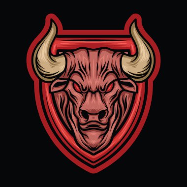 Bull Buffalo Esport Logo Vektörü Grafik Tasarım Vintage Rozet Amblemi ve Simgesi