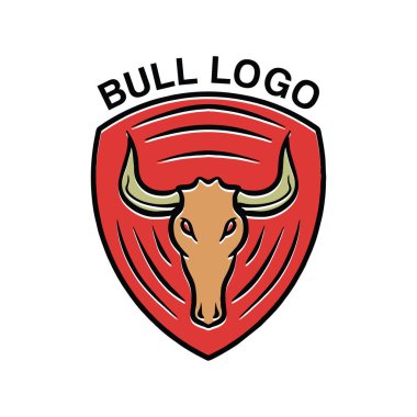Baş Boğa Monolin Logo Vektörü Grafik Tasarım Vintage Rozet Amblemi ve Simgesi
