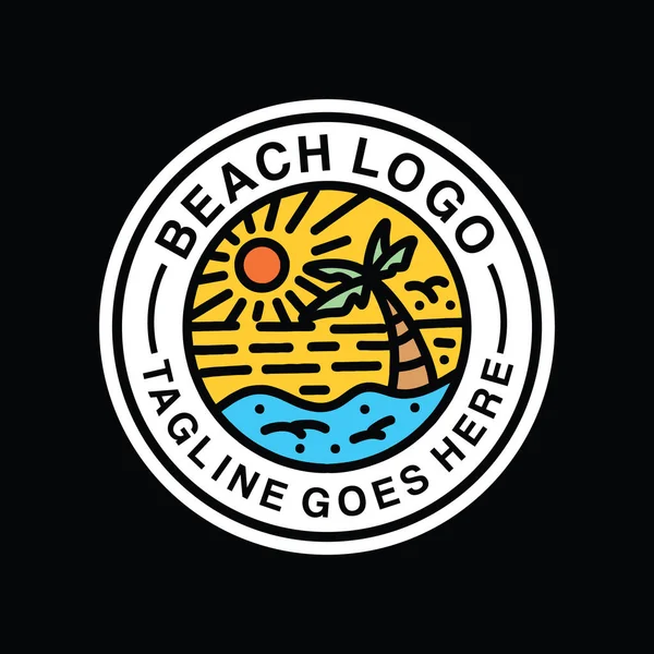 Plaj Logosu Vektörü Grafik Tasarım Rozet Simgesi ve Simgesi