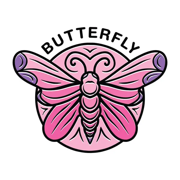 Güzel Kelebek Logo Vektörü Grafik Tasarım Vintage Rozet Amblemi ve Simgesi