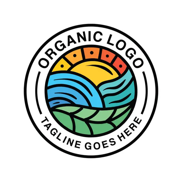 Organik Tarım Logosu Vektörü Grafik Tasarım Vintage tasarım Rozet Amblemi Sembol ve Simgesi