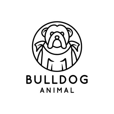 Bulldog Maskot Logo Vektör Tasarımı Çizim Amblemi