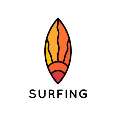 Renkli Yaz Sörf Dalgası Logo Vektör Tasarımı Çizimi Amblemi