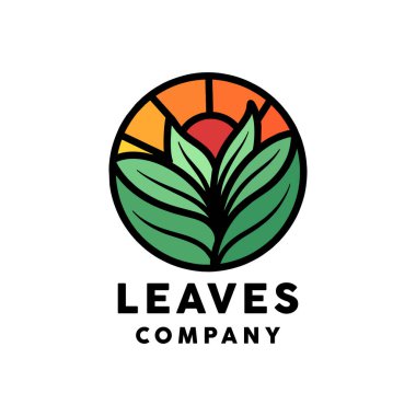 Yaprak Organik Logo Vektörü Tasarım Çizimi Amblemi