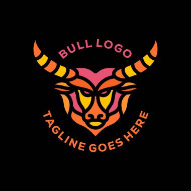 Boğa Başı Logo Vektör Tasarımı İllüstrasyon Amblemi