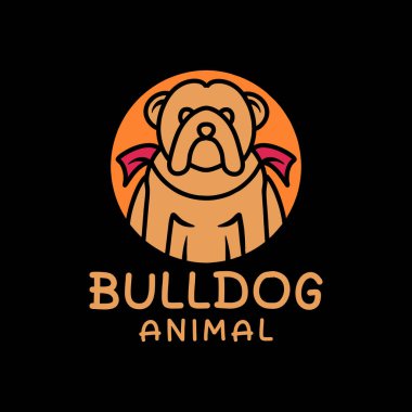 Bulldog Maskot Logo Vektör Tasarımı Çizim Amblemi