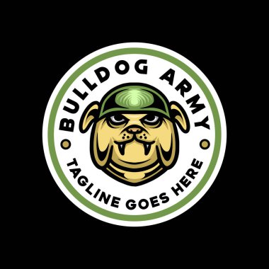 Bulldog Maskot Logo Vektör Tasarımı Çizim Amblemi