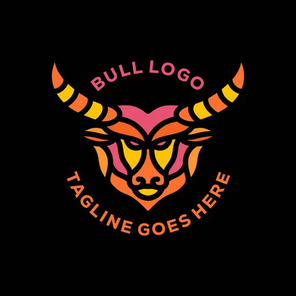 Boğa Başı Logo Vektör Tasarımı İllüstrasyon Amblemi