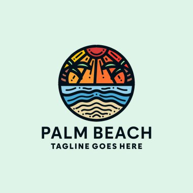 Palm Beach Logo Sembol Tasarımı İllüstrasyon Vektörü Simgesi Simgesi