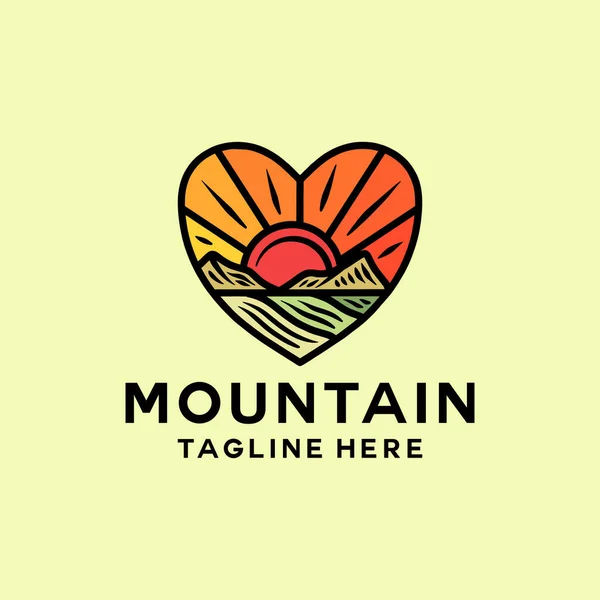 Love Mountain Logo Sembol Tasarımı İllüstrasyon vektörü Simgesi Simgesi