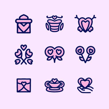 Sevgililer Günü Simgesi Sembol Tasarım Çizim Vektörü Amblemi