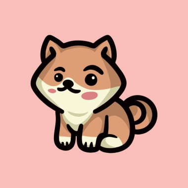 Şirin Köpek Shiba Inu çizgi film Hayvan Maskotu Tasarım Vektörü illüstrasyonu
