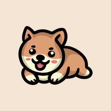 Şirin Köpek Shiba Inu çizgi film Hayvan Maskotu Tasarım Vektörü illüstrasyonu