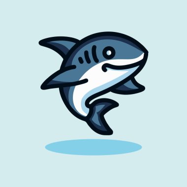 Şirin Köpekbalığı Maskotu Hayvan Tasarım Vektörü illüstrasyonu