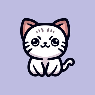 Şirin Kedi Çizgi Filmi Hayvan Maskotu Tasarım Vektörü Çizimi