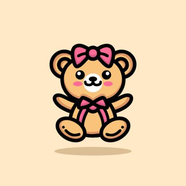 Şirin Ayı Maskotu Hayvan Vektörü Logosu Çizimi Çizimi