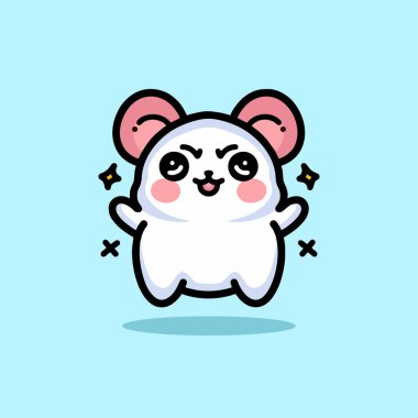 Şirin Fare Maskotu Hayvan Vektörü Logosu Çizimi Çizimi