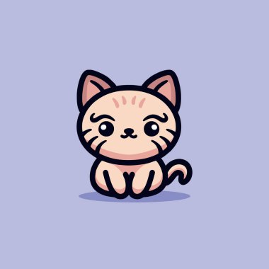Şirin Kedi Çizgi Filmi Maskotu Hayvan Vektörü Logosu Çizimi