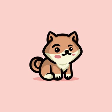 Şirin Shiba inu Köpek Çizgi Filmi Maskotu Hayvan Vektör Logosu Çizimi Çizimi