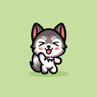 Şirin Kurt Çizgi Filmi Maskotu Hayvan Vektörü Logosu Çizimi