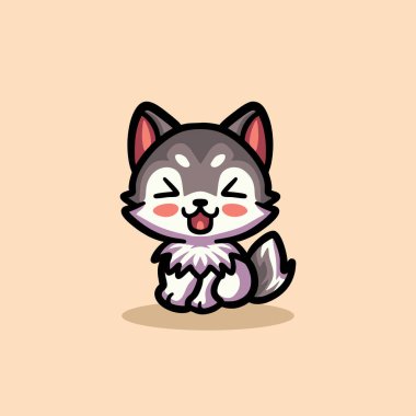 Şirin Kurt Çizgi Filmi Maskotu Hayvan Vektörü Logosu Çizimi