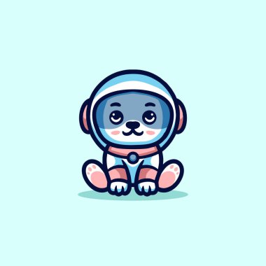 Şirin Köpek Astronot Çizgi Filmi Maskotu Hayvan Vektörü Logosu Çizimi