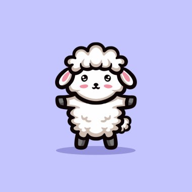 Şirin Koyun Çizgi Filmi Maskotu Hayvan Vektörü Logosu Çizimi Çizimi