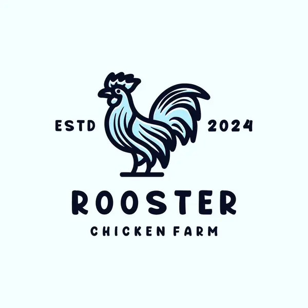 Horoz Tavuk Çiftliği Hayvan Vektör Logosu Çizimi