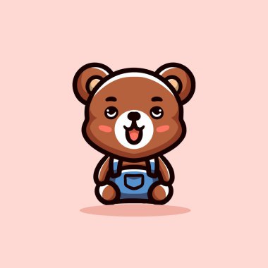 Şirin Ayı Çizgi Filmi Maskotu Hayvan Vektörü Logosu Çizimi