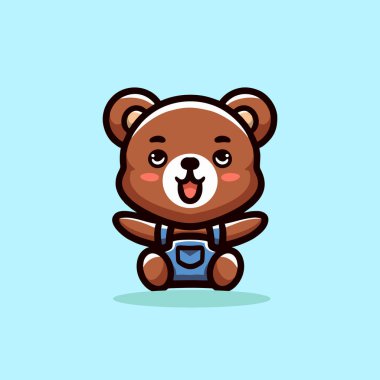 Şirin Ayı Çizgi Filmi Maskotu Hayvan Vektörü Logosu Çizimi