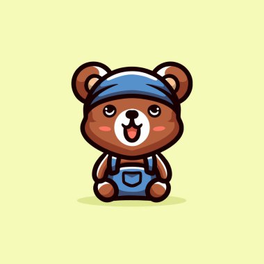 Şirin Ayı Çizgi Filmi Maskotu Hayvan Vektörü Logosu Çizimi