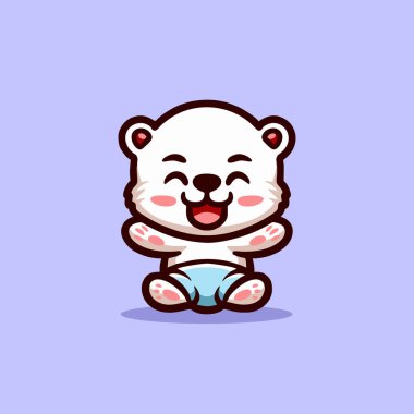 Şirin Kutup Ayısı Çizgi Filmi Maskot Hayvan Vektör Logosu Çizimi Çizimi