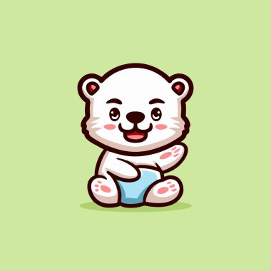 Şirin Kutup Ayısı Çizgi Filmi Maskot Hayvan Vektör Logosu Çizimi Çizimi