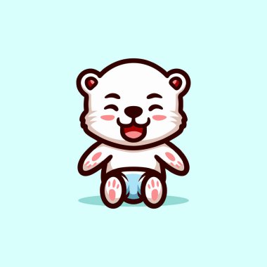 Şirin Kutup Ayısı Çizgi Filmi Maskot Hayvan Vektör Logosu Çizimi Çizimi