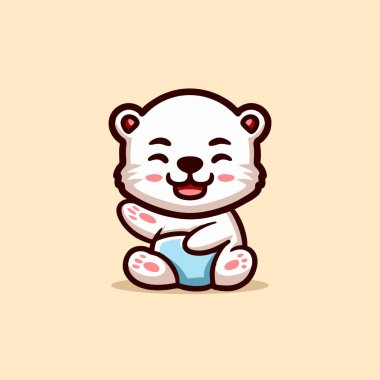 Şirin Kutup Ayısı Çizgi Filmi Maskot Hayvan Vektör Logosu Çizimi Çizimi