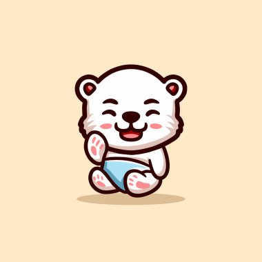 Şirin Kutup Ayısı Çizgi Filmi Maskot Hayvan Vektör Logosu Çizimi Çizimi