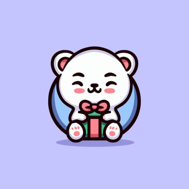 Şirin Kutup Ayısı Çizgi Filmi Maskot Hayvan Vektör Logosu Çizimi Çizimi