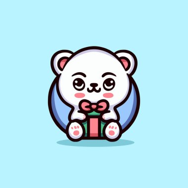 Şirin Kutup Ayısı Çizgi Filmi Maskot Hayvan Vektör Logosu Çizimi Çizimi